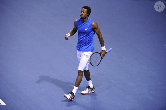 Gaël Monfils lors du match contre Peter Gojowczyk en Coupe Davis à Nancy, le 6 avril 2014. 