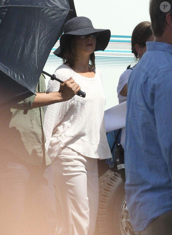 Jennifer Aniston  sur le tournage du film "Cake" à Los Angeles, le 8 avril 2014