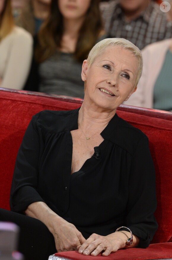 Danielle Thiéry  lors de l'enregistrement de l'émission "Vivement Dimanche" à Paris le 9 avril 2014. L'émission sera diffusée le 13 avril