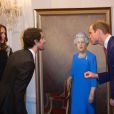 Le duc et la duchesse de Cambridge ont dévoilé un nouveau portrait de la reine Elizabeth II, réalisé par Nick Cuthell, lors d'une réception à Wellington, en Nouvelle-Zélande, le 10 avril 2014