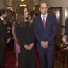 Kate Middleton, en Jenny Packham, et le prince William à la Maison du gouvernement de Wellington, en Nouvelle-Zélande, le 10 avril 2014, lors d'une réception organisée par le gouverneur général.