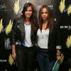 Malika Ménard et Angel Chow-Toun à la soirée de lancement de la marque "Wingista" de Marion Bartoli au VIP Room à Paris, le 9 avril 2014. L'ex tennis woman s'est lancée dans la création d'accessoires pour chaussures, une collection d'ailes baptisée Wingista.