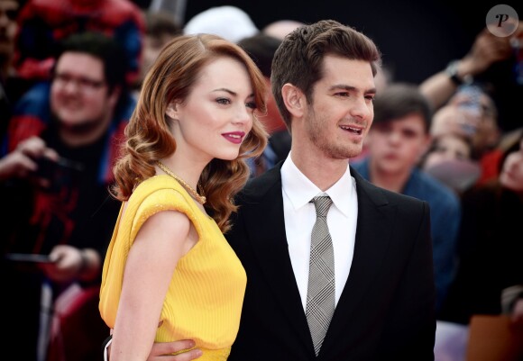Emma Stone and Andrew Garfield arriving for the world premiere of the film The Amazing Spiderman 2, held at the Odeon Leicester Square, central London, UK, Aprill 10, 2014. Photo by Doug Peters/PA Photos/ABACAPRESS.COM11/04/2014 - London