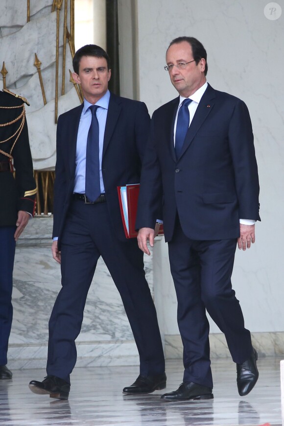 Manuel Valls et François Hollande à l'Elysée à Paris, le 4 avril 2014
