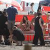 Emily DiDonato en plein shooting sur une plage de Miami. Le 14 avril 2014.