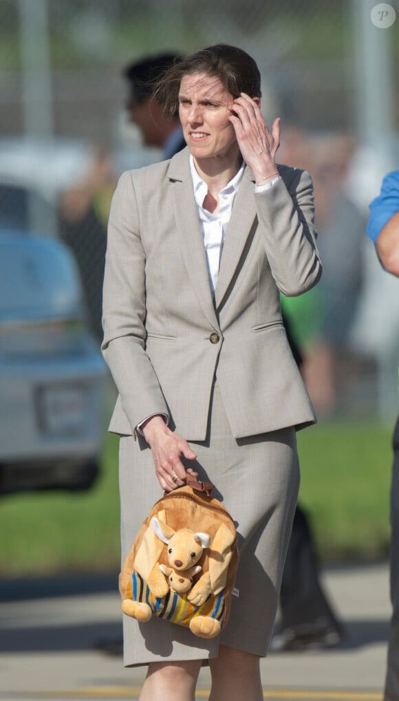Maria Teresa Turrion Borrallo, nounou du prince George de Cambridge, arrivant le 16 avril 2014 à Sydney pour la suite de la tournée officielle du prince William et Kate Middleton avec leur fils.