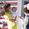 Kate Middleton, le prince William et le prince George ont débarqué à Sydney le 16 avril 2014 en provenance de Nouvele-Zélande, pour la suite de leur tournée officielle, jusqu'au 25 avril en Australie.