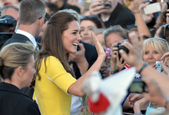 The Duke and Duchess of Cambridge meet the crowd as they leave the Sydney Opera House following a reception hosted by the Governor and Premier of New South Wales during the tenth day of their official tour to New Zealand and Australia. Wednesday April 16, 2014. Photo by Anthony Devlin/PA Wire/ABACAPRESS.COM.16/04/2014 - Sydney