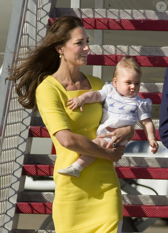 The Duke and Duchess of Cambridge and Prince George arrive at Sydney Kingsford Smith Airport on a Royal Australian Air Force aircraft during the tenth day of their official tour to New Zealand and Australia. Wednesday April 16, 2014. Photo by Anthony Devlin/PA Wire/ABACAPRESS.COM16/04/2014 - Sydney