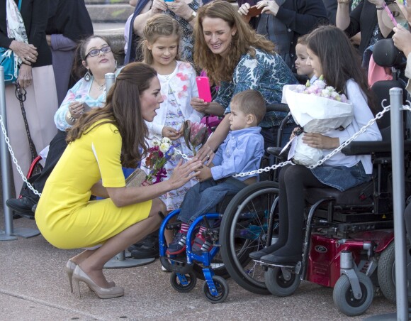 The Duchess of Cambridge meets Evander Conroy, 2, after a reception hosted by the Governor and Premier of New South Wales at the Sydney Opera House, during the tenth day of their official tour to New Zealand and Australia. Wednesday April 16, 2014. Photo by Arthur Edwards/The Sun/PA Wire/ABACAPRESS.COM16/04/2014 - Sydney