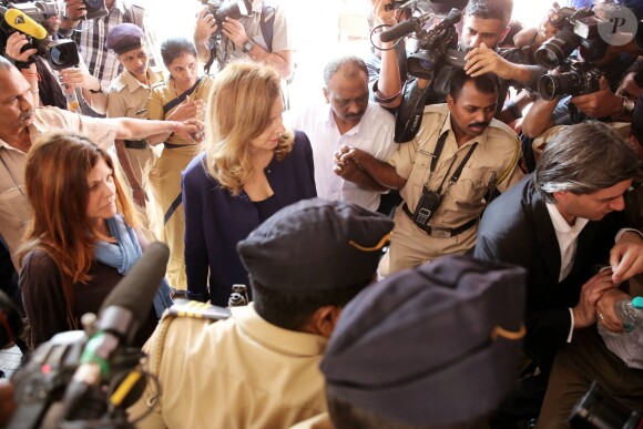 Valérie Trierweiler et Charlotte Valandrey à Bombay en Inde le 27 janvier 2014.