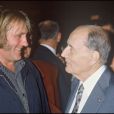  Archives, G&eacute;rard Depardieu et le pr&eacute;sident Fran&ccedil;ois Mitterrand, &agrave; la premi&egrave;re de Germinal &agrave; Lille, le 25 septembre 1993 