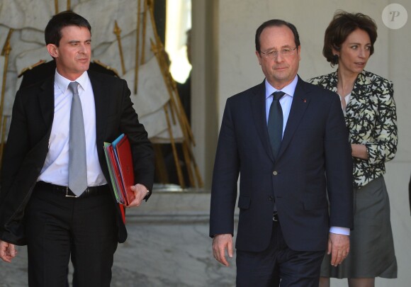 François Hollande, Manuel Valls et Marisol Touraine à Paris, le 9 avril 2014.