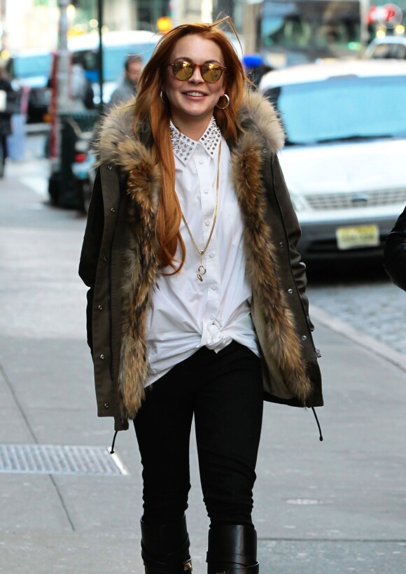 Lindsay lohan se promène à New York le 24 mars 2014.