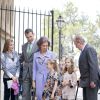 La princesse Letizia d'Espagne, Prince Felipe, la reine Sofia, les deux princesses Sofia et Leonor, le roi Juan Carlos lors de la messe de Pâques à Palma de Majorque le 20 avril 2014.