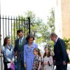 La princesse Letizia d'Espagne, Prince Felipe, la reine Sofia, les deux princesses Sofia et Leonor, le roi Juan Carlos lors de la messe de Pâques à Palma de Majorque le 20 avril 2014.