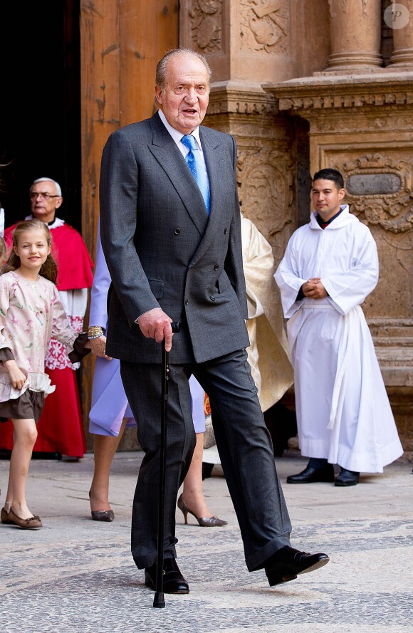 Le roi Juan Carlos lors de la messe de Pâques à Palma de Majorque le 20 avril 2014.