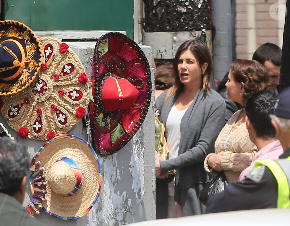 Jennifer Aniston sur le tournage du film "Cake" à Los Angeles, le 22 avril 2014.