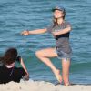 Exclusif - Dree Hemingway passe son après-midi sur une plage à Miami. Le 23 avril 2014
