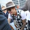 Le chanteur Justin Bieber à l'aéroport de LAX à Los Angeles, le 24 avril 2014.