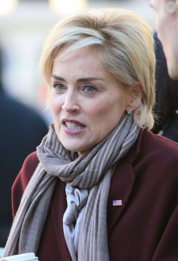 Exclusif - Sharon Stone sur le tournage de la série "Agent X" à Vancouver, le 20 février 2014. 