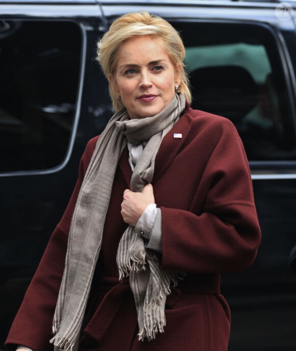 Sharon Stone sur le tournage de la série "Agent X" à Vancouver, le 20 février 2014. 
