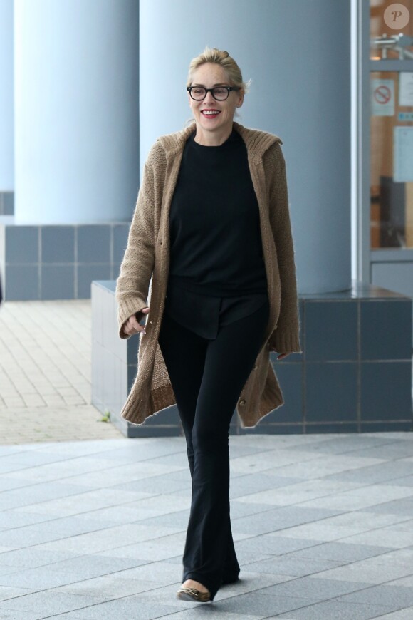 Exclusif - Sharon Stone à l'aéroport de Roissy CDG, le 1er avril 2013.