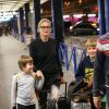 Exclusif - Sharon Stone et ses trois enfants Roan, Quinn, et Laird arrivent à l'aéroport d'Orly à Paris en provenance de Marrakech, le 30 novembre 2013. 