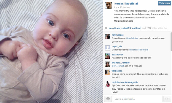 Iker Casillas présente son bébé Martin (5 mois) sur Instagram - mai 2014