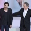 Patrick Fiori et Michel Drucker - Enregistrement de l'émission "Vivement Dimanche" diffusée le 11 mai 2014 sur France 2.