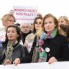 Line Renaud, Claude Chirac, Saïda Jawad, Jane Birkin, Valérie Trierweiler - Marche de femmes pour appeler à la libération de jeunes filles enlevées par le groupe Boko Haram au Nigeria. Place du Trocadéro à Paris le 13 mai 2014.