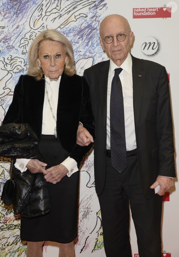 Micheline Maus et Maître François Gibault - Dîner de charité pour la Fondation Naked Heart et en l'honneur de Monumenta, "L'étrange cité", au Grand Palais, à Paris le 13 mai 2014.