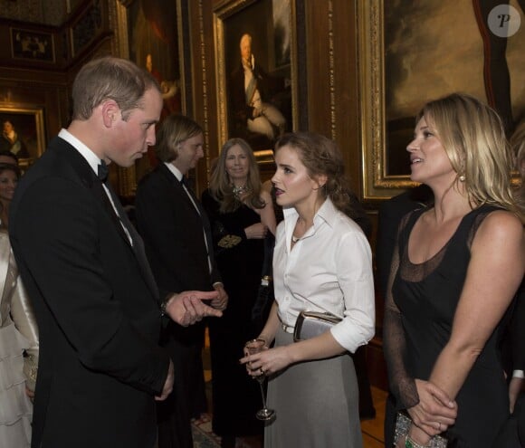 Le prince William face à Emma Watson et Kate Moss au château de Windsor le 13 mai 2014 pour un gala au profit du Royal Marsden Hospital