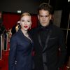 Scarlett Johansson et son fiancé Romain Dauriac lors de la 39e cérémonie des César au théâtre du Châtelet à Paris, le 28 février 2014.