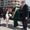 Le prince Albert II de Monaco et la princesse Charlene en visite dans l'ancien comté de Carlades le 14 mai 2014. Après le déjeuner, la princesse a dû s'éclipser, souffrante.