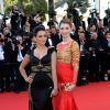 La chanteuse Priscilla Betti et la comédienne Sarah Barzyk sur le tapis rouge du Festival de Cannes le 15 mai 2014