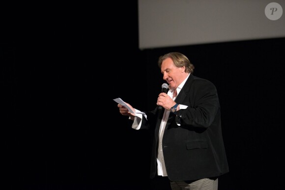 Gérard Depardieu durant l'hommage au cinéma d'animation et la présentations de "Kahlil Ghibran's The Prophet", lors du 67e Festival du film de Cannes le 17 mai 2014.