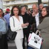 Gérard Depardieu et Jacqueline Bisset arrivant sur le plateau du Grand Journal de Canal + à l'occasion du 67e Festival international du film de Cannes le 17 mai 2014