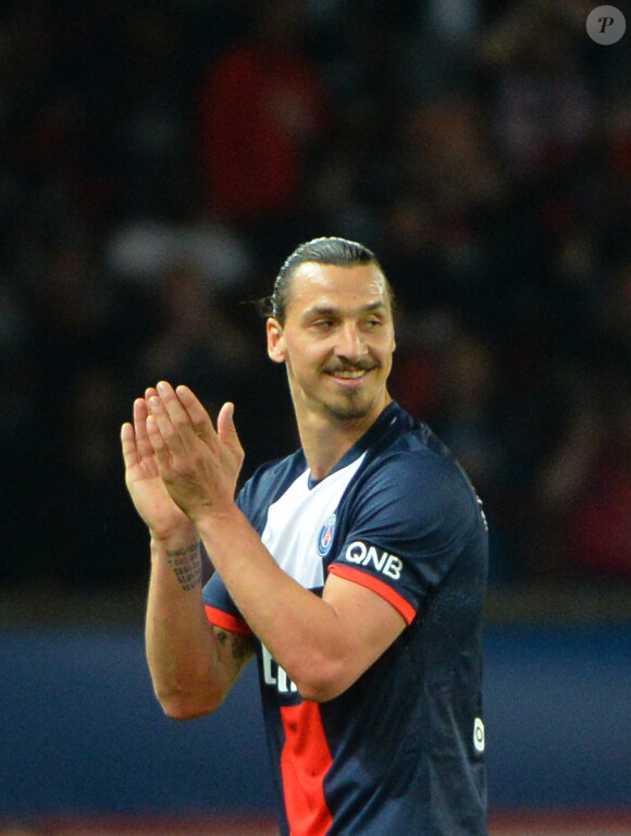Zlatan Ibrahimovic après le match entre le Paris Saint-Germain et Montpellier le 17 mai 2014 au Parc des Princes à Paris