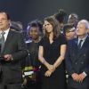 Le président de la République François Hollande a pris la parole lors de la finale du 4e Trophée d'Impro de la Fondation Culture et Diversité et de la Compagnie Déclic Théâtre, le 19 mai 2014 au Théâtre Comedia, à Paris.