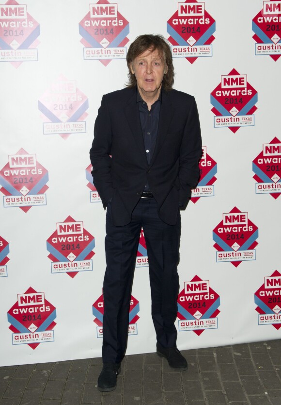 Paul McCartney arrivant aux NME Awards 2014 au O2 Academy Brixton à Londres, le 26 février 2014.