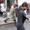 Les futurs mariés Kim Kardashian et Kanye West quittent la salle de gym à Paris le 21 mai 2014.