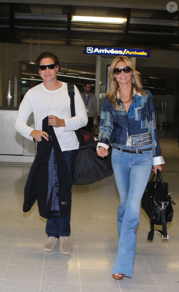 Heidi Klum et son nouveau compagnon Vito Schnabel arrivent à l'aéroport Nice pour assister au 67e festival de Cannes le 21 mai 2014.