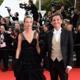  Carole Bouquet et son compagnon Philippe Sereys de Rothschild - Mont&eacute;e des marches du film "The Search" lors du 67e Festival du film de Cannes le 21 mai 2014 
