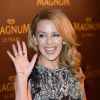 Kylie Minogue délicieuse lors de son arrivée au 25e anniversaire de Magnum, au Festival de Cannes, le 21 mai 2014.
