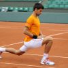 Novak Djokovic lors d'un entraînement à Roland-Garros à Paris, le 21 mai 2014