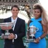 Rafael Nadal et Serena Willliams, les deux tenants du titre de Roland-Garros, étaient réunis pour l'opération Roland-Garros dans la ville, sur le Champs de Mars à Paris, le 22 mai 2014