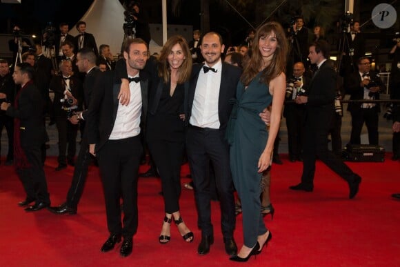 Doria Tillier et l'équipe de Canal+, Augustin Trapenard et Karim Rissouli - Montée des marches du film "Leviathan" lors du 67e Festival du film de Cannes le 23 mai 2014
