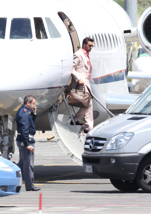 Scott Disick arrive en jet privé à Florence, le 24 mai 2014.