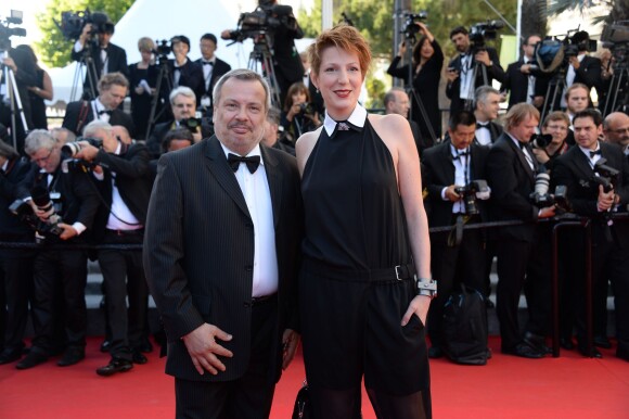 Perico Legasse et sa femme Natacha Polony lors de la montée des marches de la cérémonie de clôture du 67e Festival du film de Cannes le 24 mai 2014.